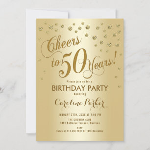Gold 50th Birthday Party Invitation
