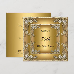 Gold 50th Birthday Party  Invitation Gold