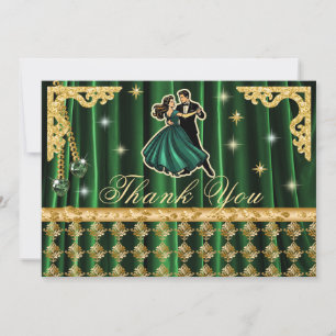 Gold 50th Birthday Thank You with Dancers  Card