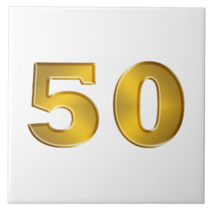 Gold 50th ceramic tile