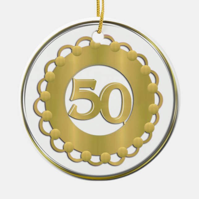 Gold 50th Ornament (Front)