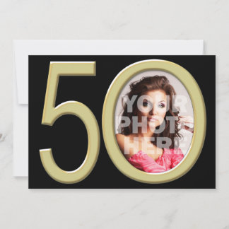 Gold 50th Photo Birthday or Other Party Invitation