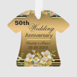 Gold 50th Wedding Anniversary Acrylic Ornament