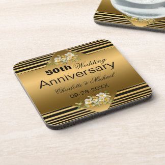 Gold 50th Wedding Anniversary Coaster
