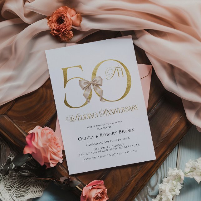Gold 50th Wedding Anniversary Invitation (Creator Uploaded)