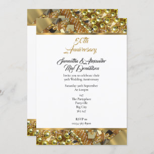 Gold 50th  wedding anniversary invitation