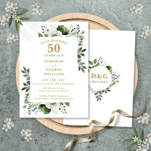 Gold 50th Wedding Anniversary Monogram Floral Invitation