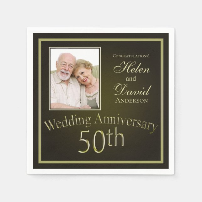 Gold 50th Wedding Anniversary Napkin (Front)