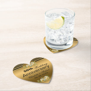 Gold 50th Wedding Anniversary Paper Coaster