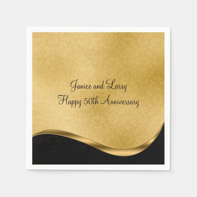 Gold 50th Wedding Anniversary Paper Napkin (Front)
