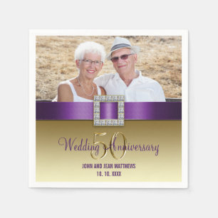 Gold 50th Wedding Anniversary Paper Napkins