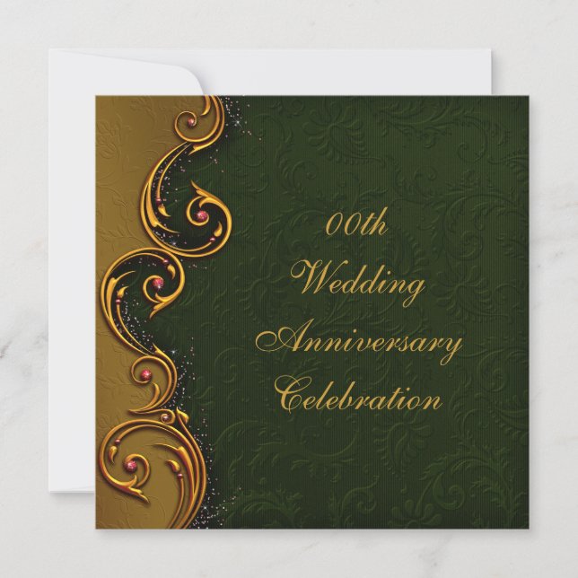 Gold 50th Wedding Anniversary Party Invitation (Front)
