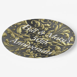 Gold 50th Wedding Anniversary Party Paper Plates