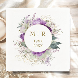 Gold 50th Wedding Anniversary Peony Floral Napkins