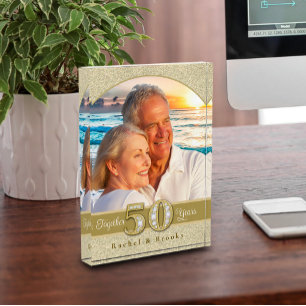 Gold 50th Wedding Anniversary Photo Block