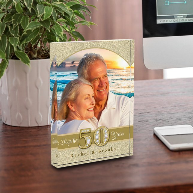 Gold 50th Wedding Anniversary Photo Block (Creator Uploaded)