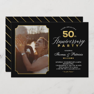 Gold 50th Wedding Anniversary Photo Invitation