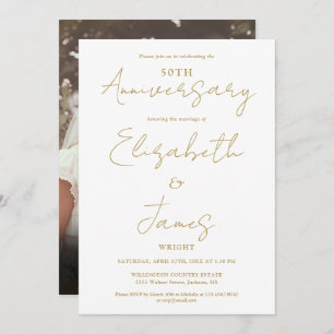 Gold 50th Wedding Anniversary Photo Wedding Invitation