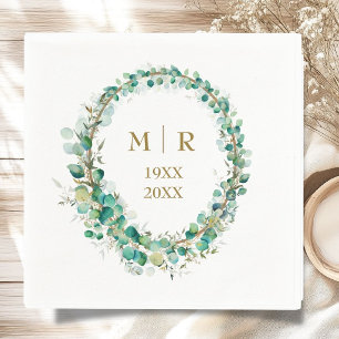 Gold 50th Wedding Anniversry Eucalyptus Paper Napkin