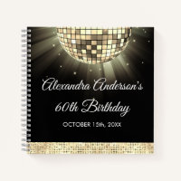 Gold 60th Birthday 70's Disco Ball Guest Book