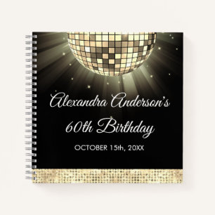 Gold 60th Birthday 70's Disco Ball Guest Book