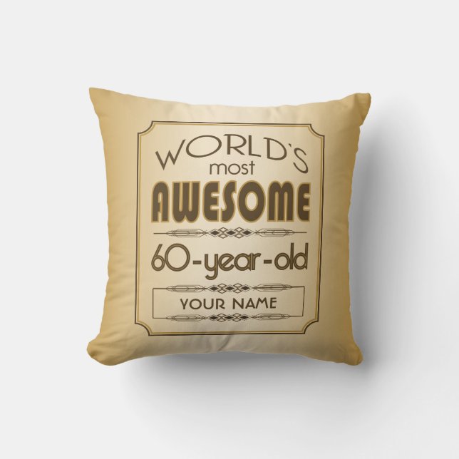 Gold 60th Birthday Celebration World Best Fabulous Outdoor Cushion (Front)