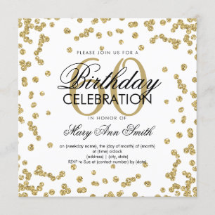 Gold 60th Birthday Elegant Glitter Confetti Invitation