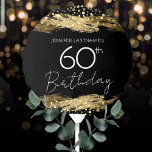 Gold 60th Birthday Party Balloon<br><div class="desc">All text is adjustable and easy to change for your own party needs. Faux gold paint strokes. 60th birthday party gold and black confetti.</div>