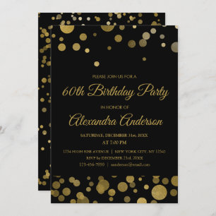 Gold 60th Birthday Party Gold Confetti Invitation