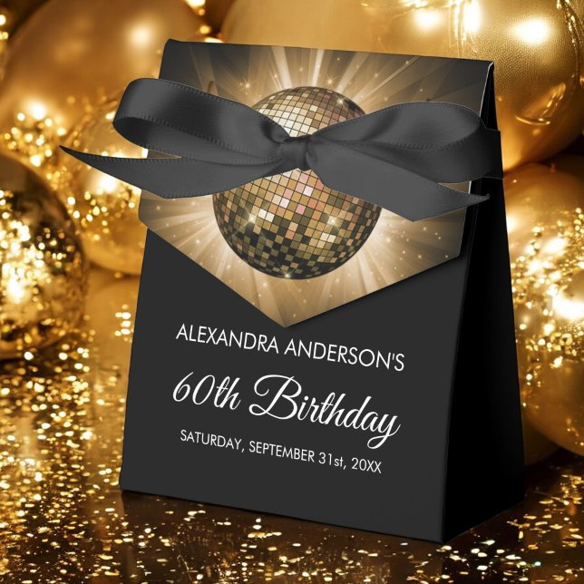 Gold 60th Birthday Party Gold Disco Ball Favour Box (Creator Uploaded)