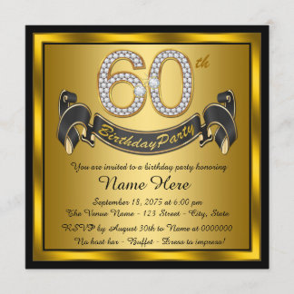 Gold 60th Birthday Party Invitation