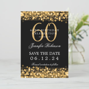 Gold 60th Birthday Save the Date Invitation