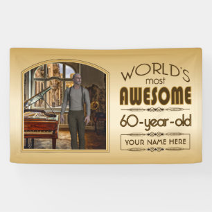 Gold 60th Birthday World’s Best Custom Photo Frame Banner