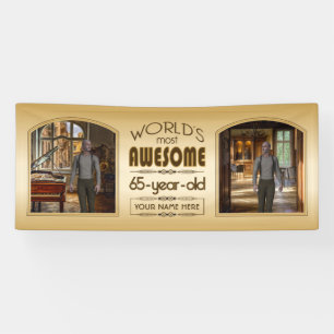 Gold 65th Birthday World’s Best Custom Photo Frame Banner