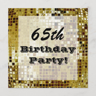 Gold 65th Or Any Age Birthday Party Invitation