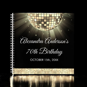 Gold 70th Birthday 70's Disco Ball Guest Book