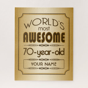Gold 70th Birthday Celebration World Best Fabulous Jigsaw Puzzle