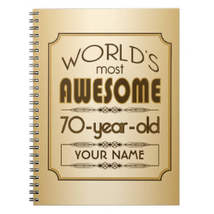 Gold 70th Birthday Celebration World Best Fabulous Notebook