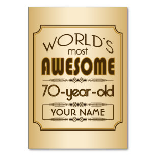 Gold 70th Birthday Celebration World Best Fabulous Table Number