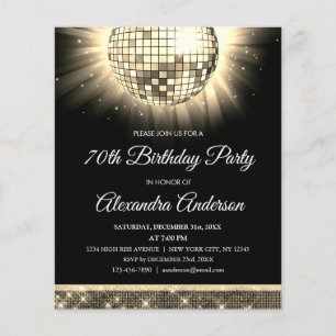 Gold 70th Birthday Party 70's Disco Ball Flyer
