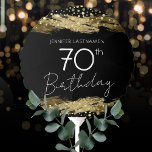 Gold 70th Birthday Party Balloon<br><div class="desc">All text is adjustable and easy to change for your own party needs. Faux gold paint strokes. 70th birthday party gold and black confetti.</div>