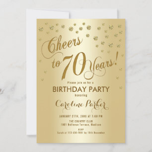 Gold 70th Birthday Party Invitation