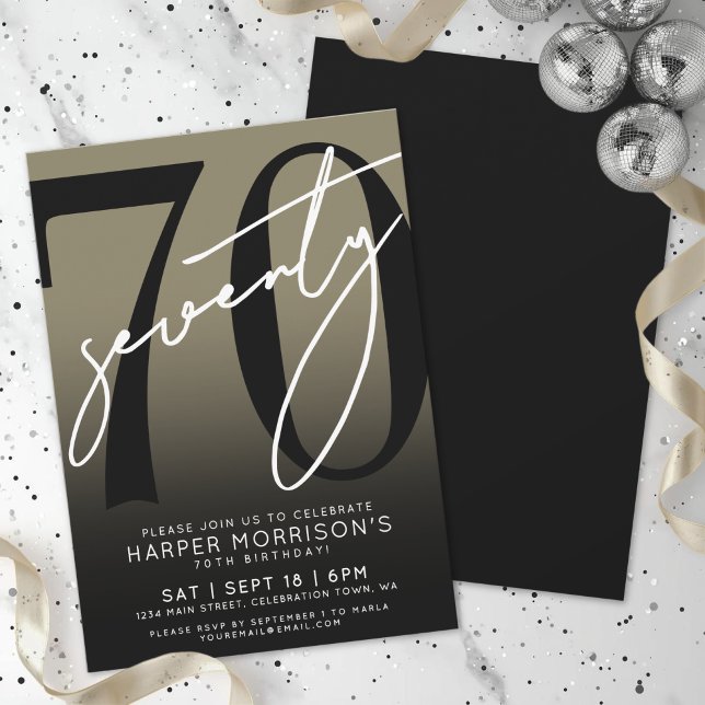 Gold 70th Birthday Party Invitation (Gold 70th Birthday Party Invitation)
