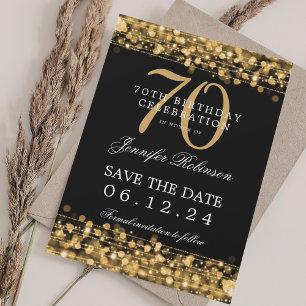 Gold 70th Birthday Save the Date  Invitation