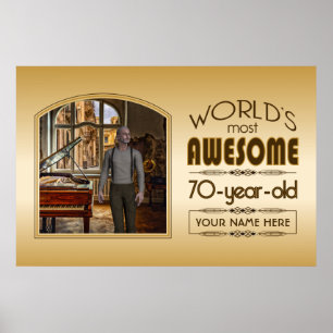 Gold 70th Birthday World’s Best Custom Photo Frame Poster