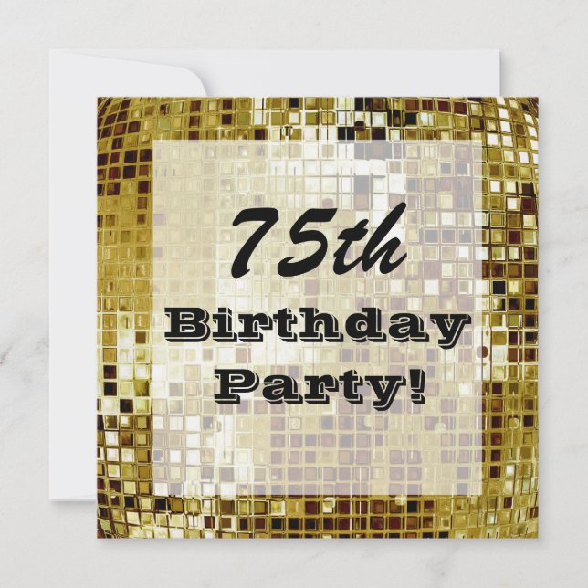 Gold 75th Or Any Age Birthday Party Invitation (Front)
