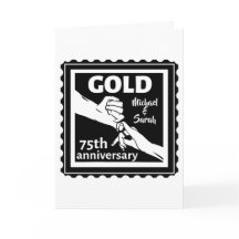 Gold 75th wedding anniversary holding hands