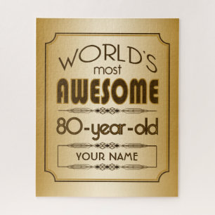 Gold 80th Birthday Celebration World Best Fabulous Jigsaw Puzzle