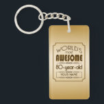 Gold 80th Birthday Celebration World Best Fabulous Key Ring<br><div class="desc">Celebrate the milestone birthday of your favourite senior citizen with this classy gift reminding them of how fabulous they are. Clean lines and tones of brown,  gold and cream make up this simple yet elegant design that you may customise with names,  initials or other text.</div>
