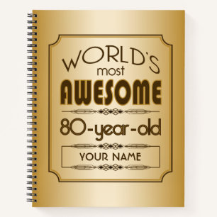 Gold 80th Birthday Celebration World Best Fabulous Notebook